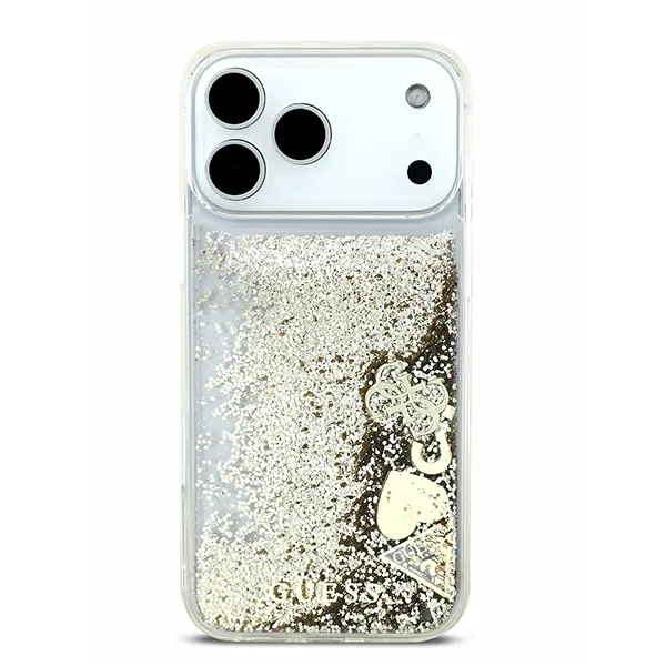 Guess для iPhone 17 Pro чехол Liquid Glitter Charms Hard Gold
